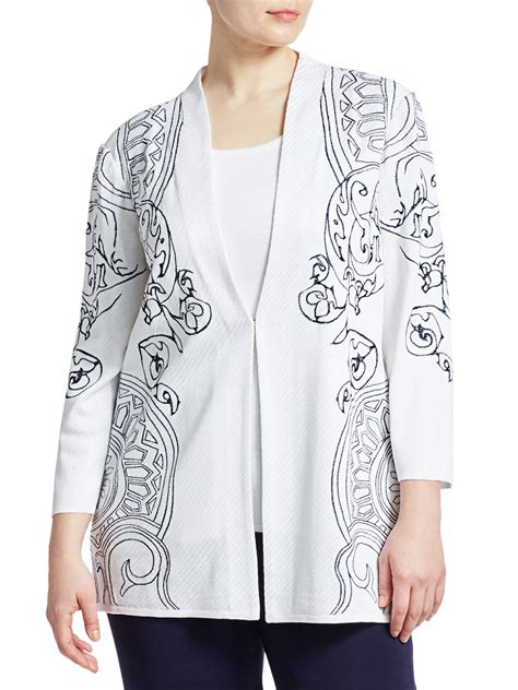 Lyst Misook Plus Size Womens Embroidery Accent Jacket White