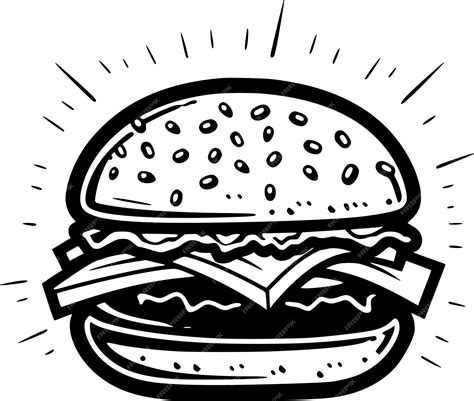 Premium Vector Burger Hamburger Hand Drawn Vector Illustration Sketch Retro Style