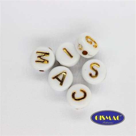 Letras Sortidas 4x7mm Branco E Dourado GISMAC