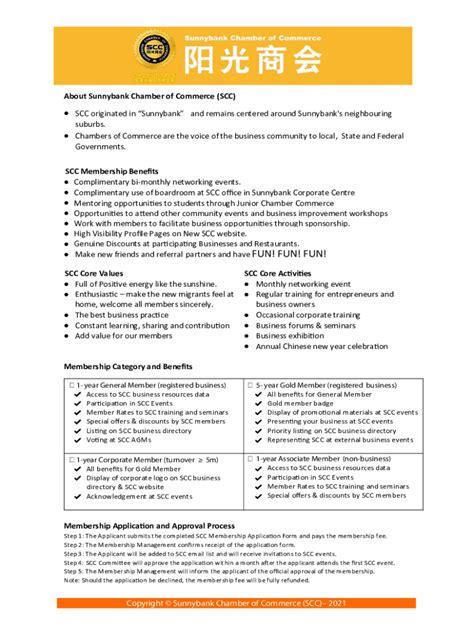 Fillable Online 2021 Full Form SCC Membership Application Form Fax