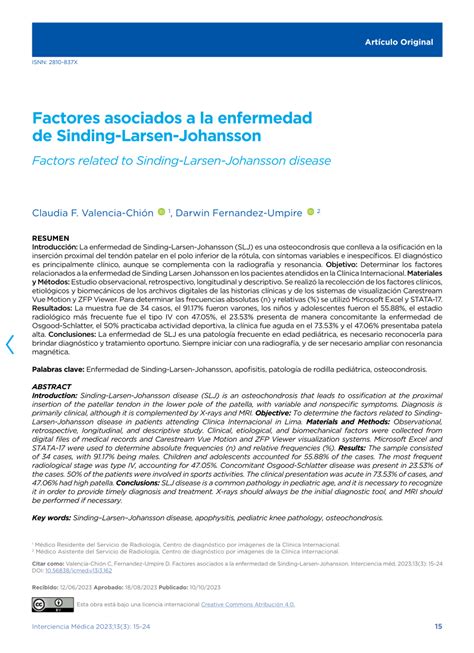 PDF Factores Asociados A La Enfermedad De Sinding Larsen Johansson