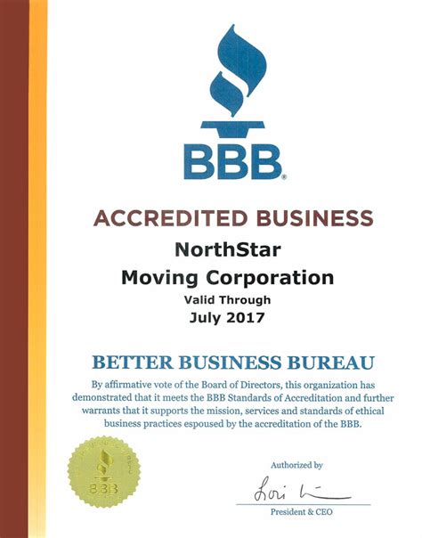 Better Business Bureau Accredited Business Certificate 2017