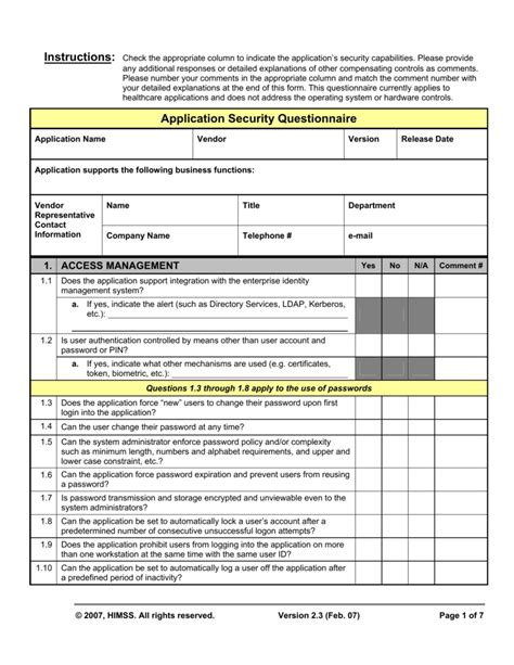 Security Survey Template