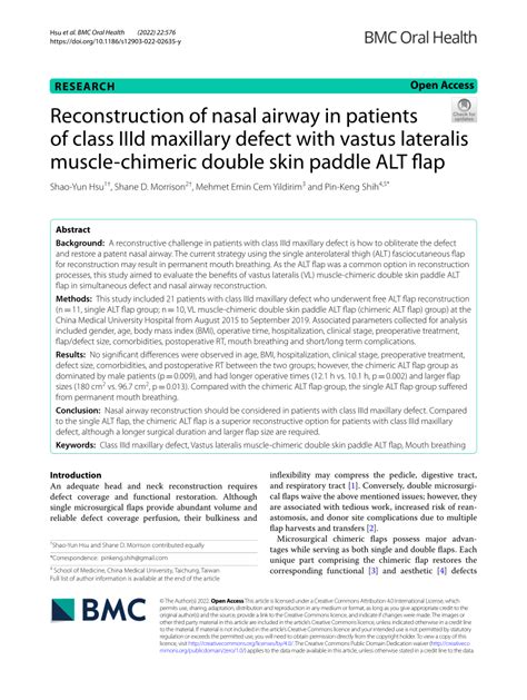 Pdf Reconstruction Of Nasal Airway In Patients Of Class Iiid