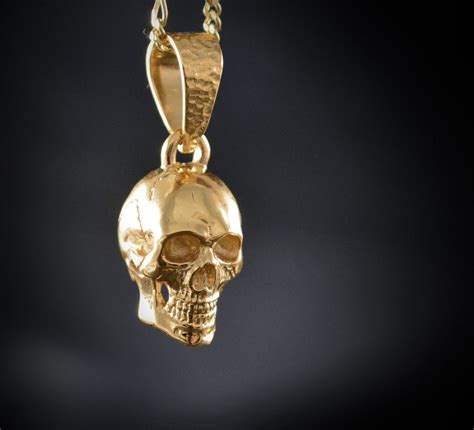 Gold Skull Pendant K K And K Gold Skeleton Necklace Mother Day