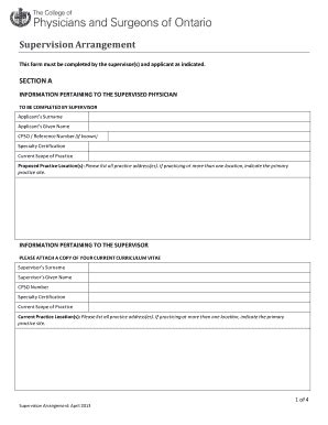 Fillable Online Supervision Arrangement Fax Email Print PdfFiller