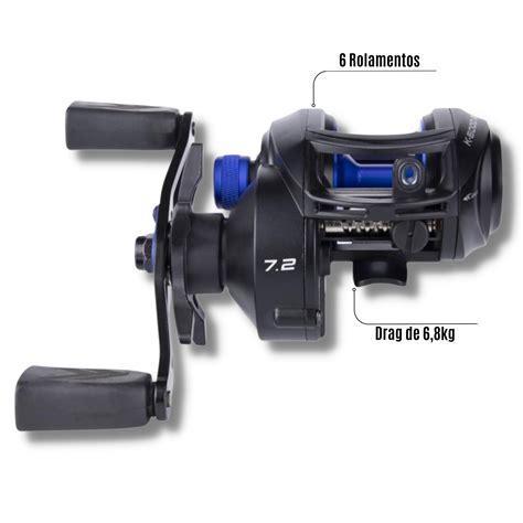 Kit Pesca Média Vara Hard Line 2 10m 40lbs Carretilha BG K 6000 6r