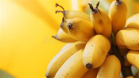 Ripe Sweet Bananas Clustered Together On A Vibrant Yellow Background