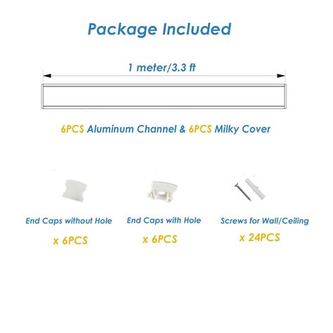 Plaster In LED Profile 6 Pack 3 3ft 1m Aluminum LED Plaster Profile