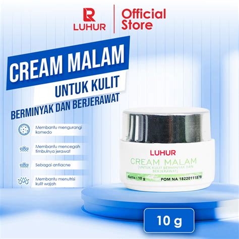 Jual Cream Malam Jerawat Luhur Reguler Krim Malam Acne Bpom Pencerah Kulit Wajah Berminyak