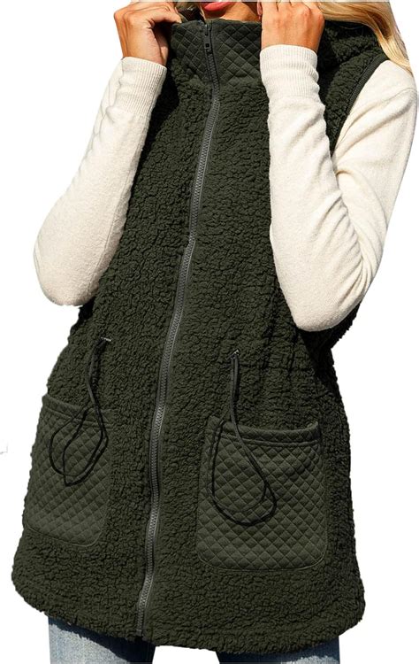 Women S Longline Gilets Body Warmers Fleece Sleeveless Gilet