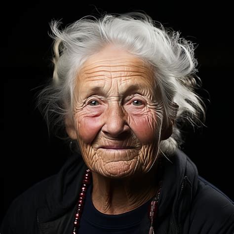 Premium Ai Image An Older Woman With White Hair And A Black Jacket