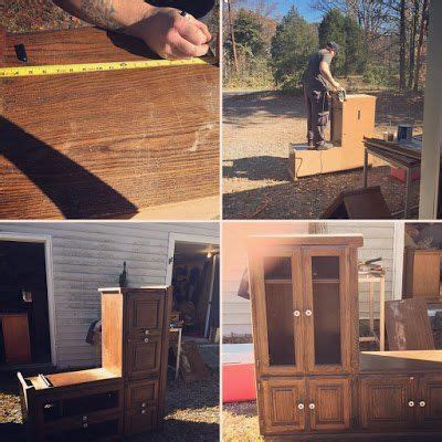 Entertainment Center Becomes A Great Upcycled Entryway Bench Old