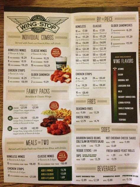 Wingstop Printable Menu