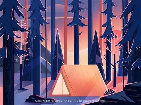 Sunset in the woods by Andy on Dribbble