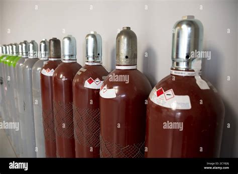 Seamless Steel Industrial Gas Cylinders Stock Photo Alamy