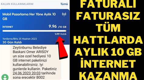 T M Hattlarda Aylik Gb Nternet Kazanma T M Hattlara Zel Paket