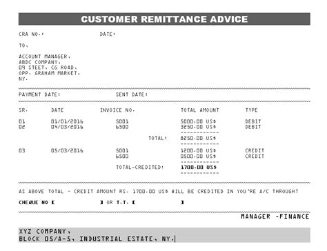 Customer Remittance Advice