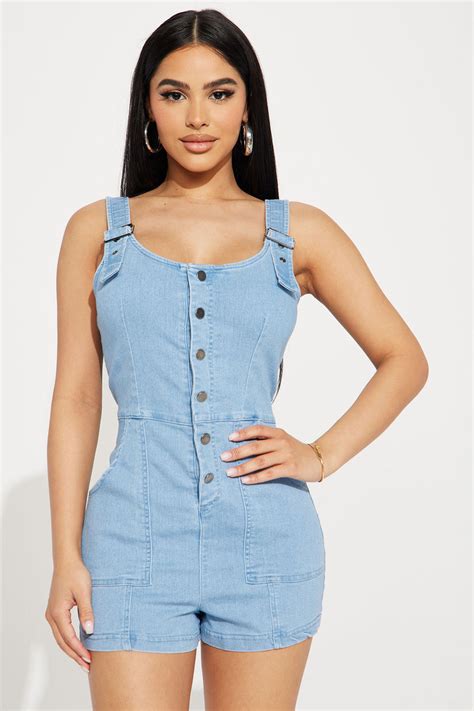 Mia Denim Romper Light Wash Fashion Nova Rompers Fashion Nova