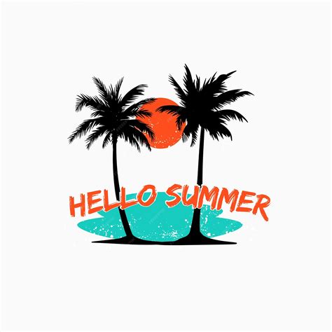 Premium Vector Hello Summer Palm Trees Palm Vector