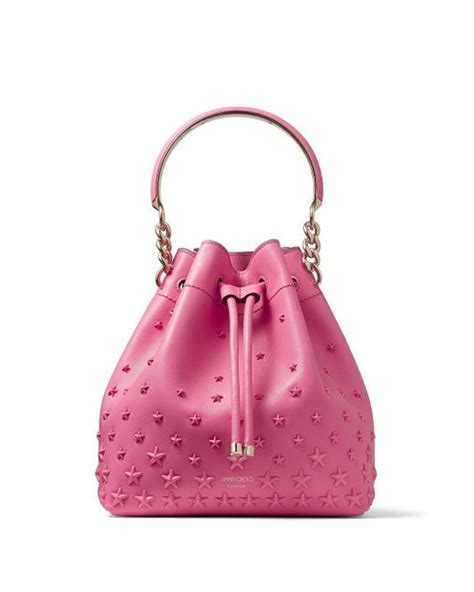 Jimmy Choo Leather Bon Bon Bucket Bag In Pink Lyst