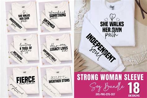 Strong Women Front And Sleeve Svg Bundle Graphic By Craftart · Creative