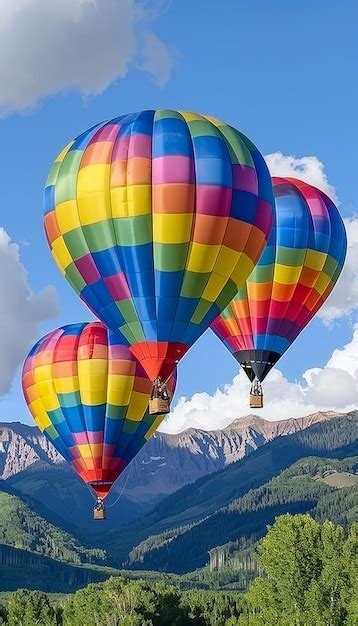 Premium Photo Vibrant Hot Air Balloons Floating Majestically Above