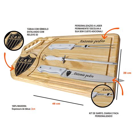 Kit Churrasco T Bua De Carne Grande Faca E Garfo Inox Personalizado