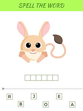 Cute Jerboathemed Template For Spelling Word Scramble Game Vector