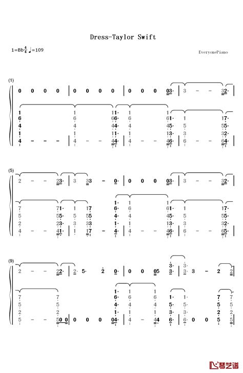 Dress钢琴简谱 数字双手 Taylor Swift 简谱网