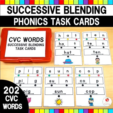 Cvc Words Successive Blending Task Cards United Teaching