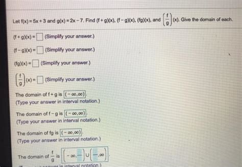 Solved Let F X 5x 3 And G X 2x 7 Find F G X