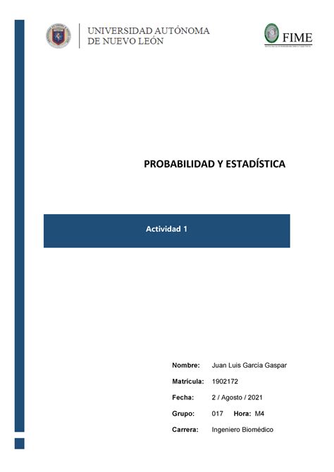 Actividad Primer Parcial Actividad Probabilidad Y Estad Stica