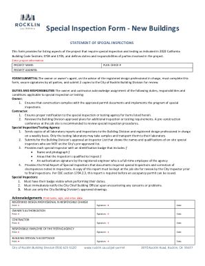 Fillable Online STATEMENT OF SPECIAL INSPECTION Fax Email Print PdfFiller