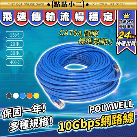 Polywell Cat6a 萬兆超高速 網路線【d231】純銅 15m~40m Rj45 10gbps 乙太網路線 露天市集 全台