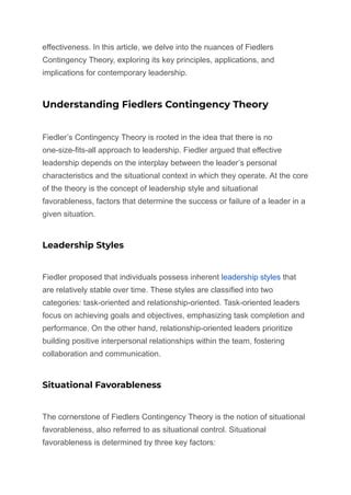 How Fiedlers Contingency Theory Is Unraveling The Dynamics Of