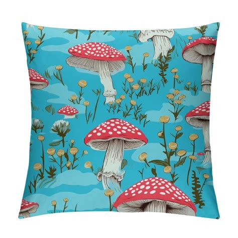 Jeuxus Mushroom Throw Pillow Covers Farmhouse Pillow Cover Fall Square