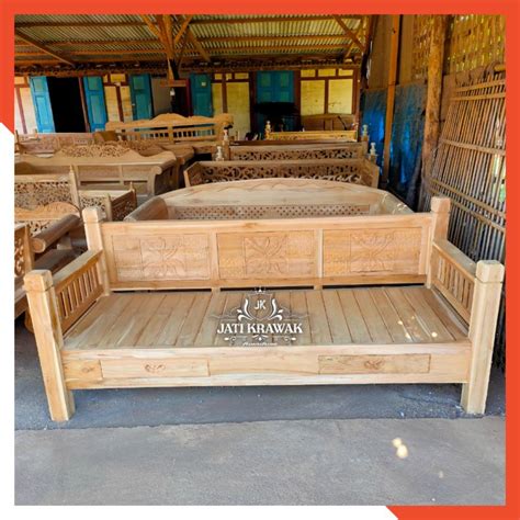 Jual Bale Bale Daybed Ukiran Bunga Bakung Bangku Kayu Jati Ukiran