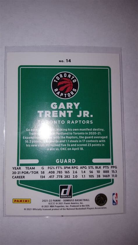 2021 22 Panini Donruss Basketball Gary Trent Jr Orange Laser 14