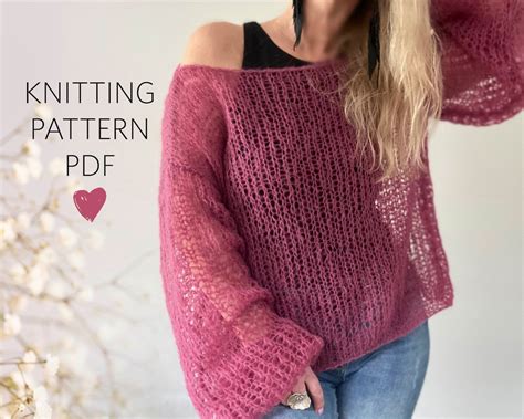 Basic Knit Sweater Pattern Easy Knit Sweater Loose Knit Sweater Beginner Friendly Knitted