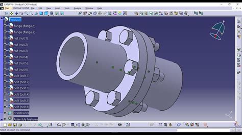 Assembly Design Of Flange Coupling Usingcatia V5 Tutorial Youtube