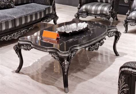 Casa Padrino Luxus Barock Couchtisch Schwarz Silber Handgefertigter