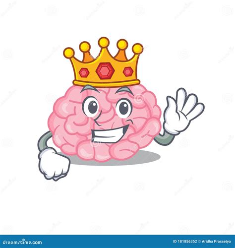 A Wise King Of Human Brain Mascot Design Style Stock Vector