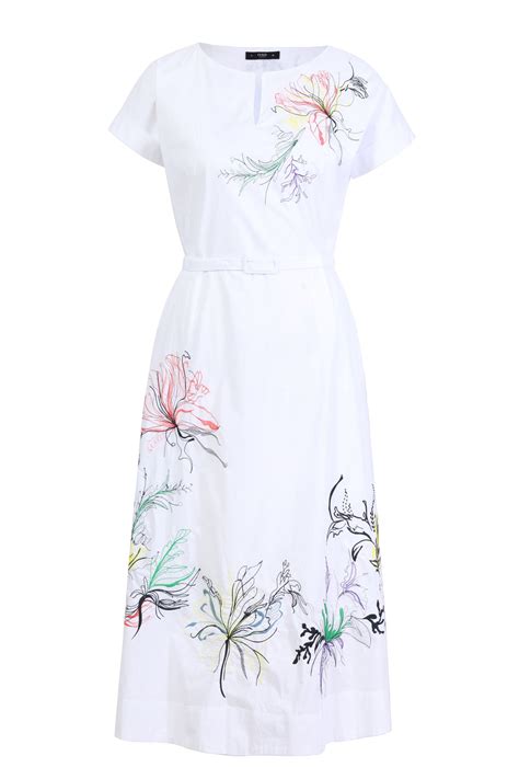 Poplin Embroidery Dress White Dresses Ivko Woman