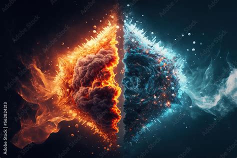 Fire And Ice Concept Good And Evil Hot And Cold Exploding Fire