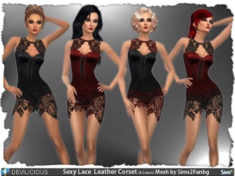 Sims 4 Ccs The Best Sparkling Sexy Lace Leather Corset By