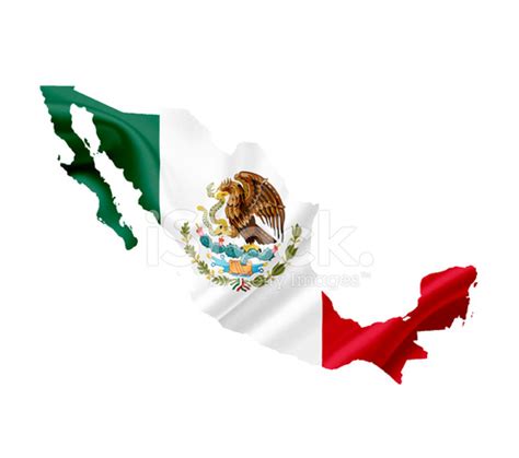 Foto De Stock Mapa De México Con Ondeando Bandera Aislado En Blanco