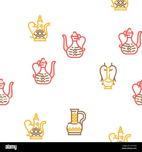 Arabic Jug Traditional Container Vector Seamless Pattern Stock Vector