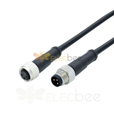 M8 Cable Connector Waterproof Straight Molding 3 Pin Female Plug To