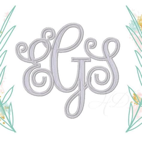 And Inch Vine Interlocking Embroidery Font Etsy